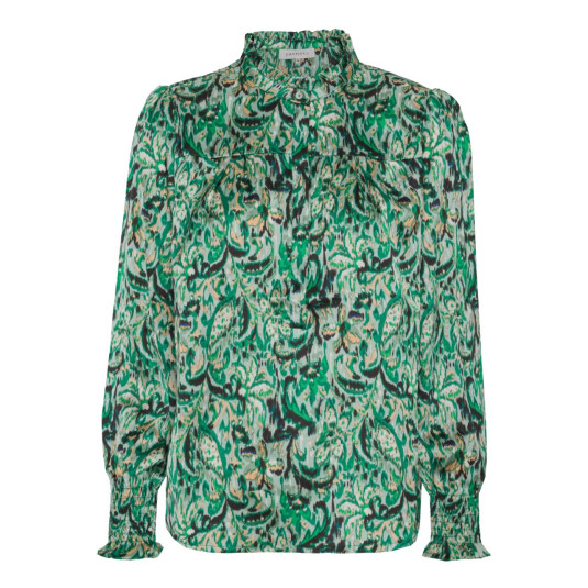 Continue Asta mixed print skjorte - Green Paisley