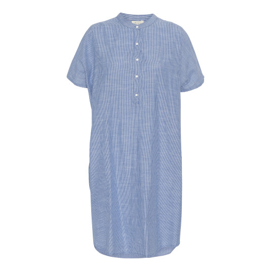 Frau Seoul kortærmet skjortekjole - Medium Blue Stripe